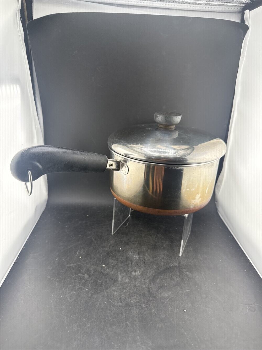 1801 Revere Ware 1 Quart Copper Bottom Saucepan With Lid Clinton ILL USA